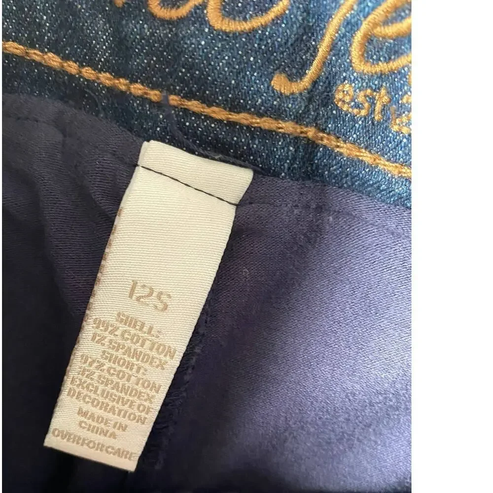 Justice Blue Denim Distressed Skort Size 12S Cotton Spandex